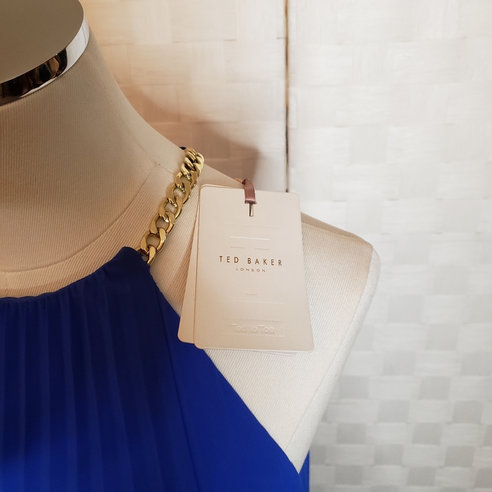 TED BAKER NWT Blue pleated swing maxi dress - Picture 6 of 8